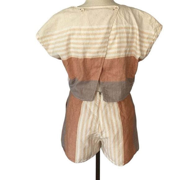 Elevenses by Anthropologie Linen Blend Romper Women’s Small Shorts Top - Picture 3 of 8